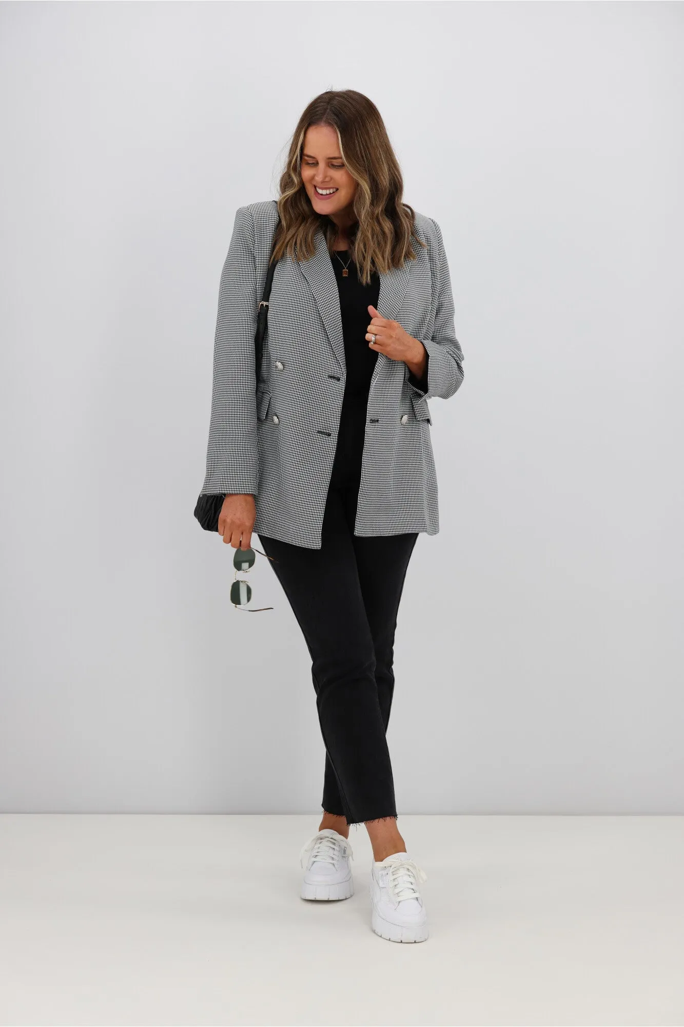 Leoni Bec Blazer Black White Check sold by Shine On product image thumbnail 2