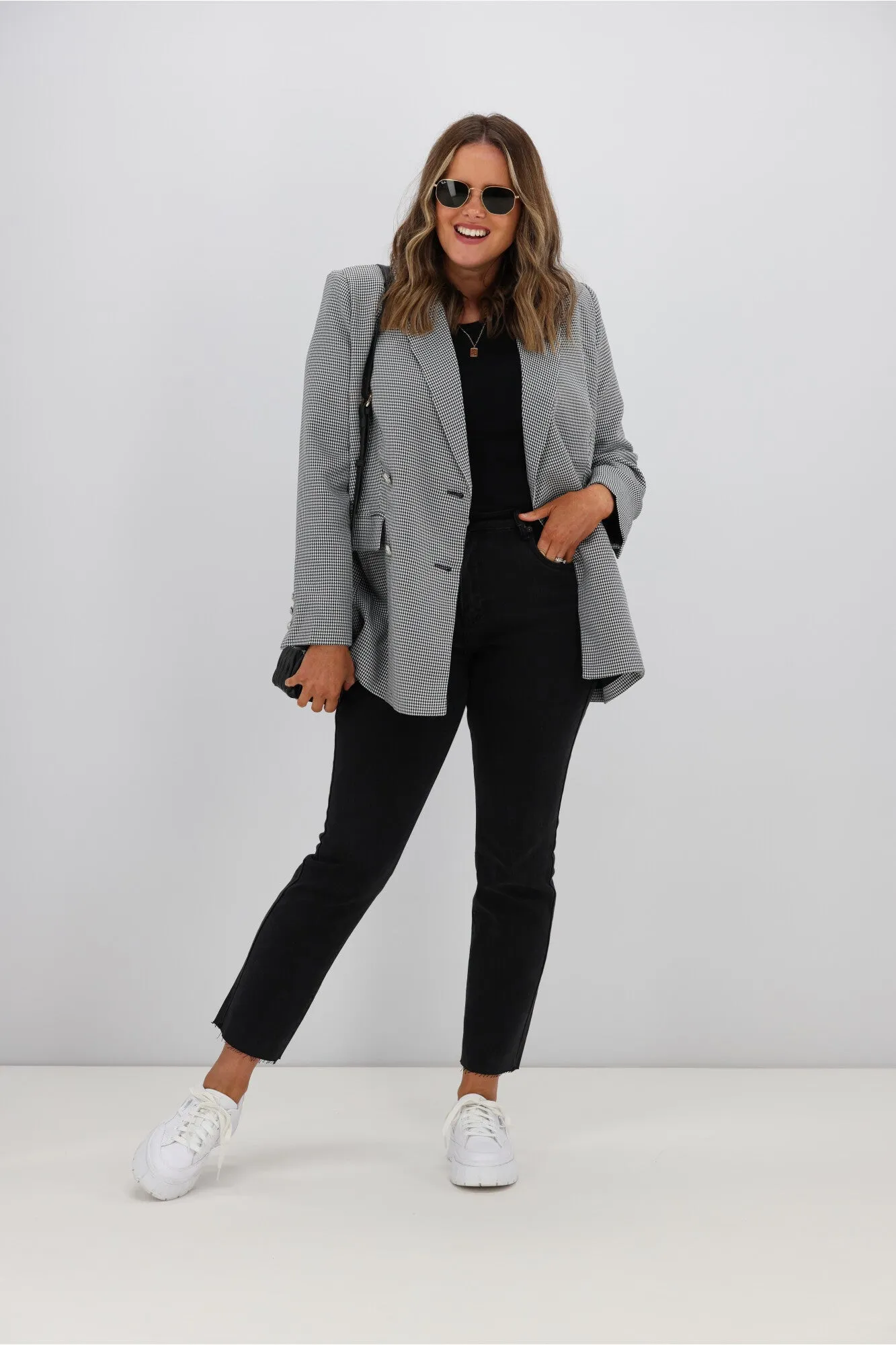Leoni Bec Blazer Black White Check sold by Shine On product image thumbnail 4