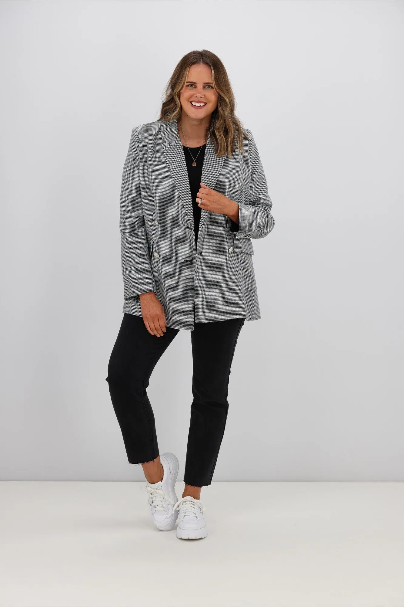 Leoni Bec Blazer Black White Check sold by Shine On product image thumbnail 3