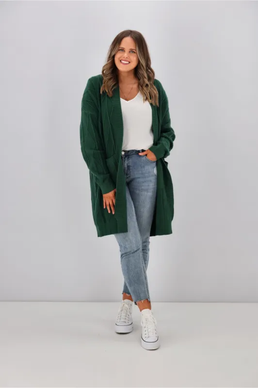 Shine On Label Alani Cardigan Forest Green sold by Shine On