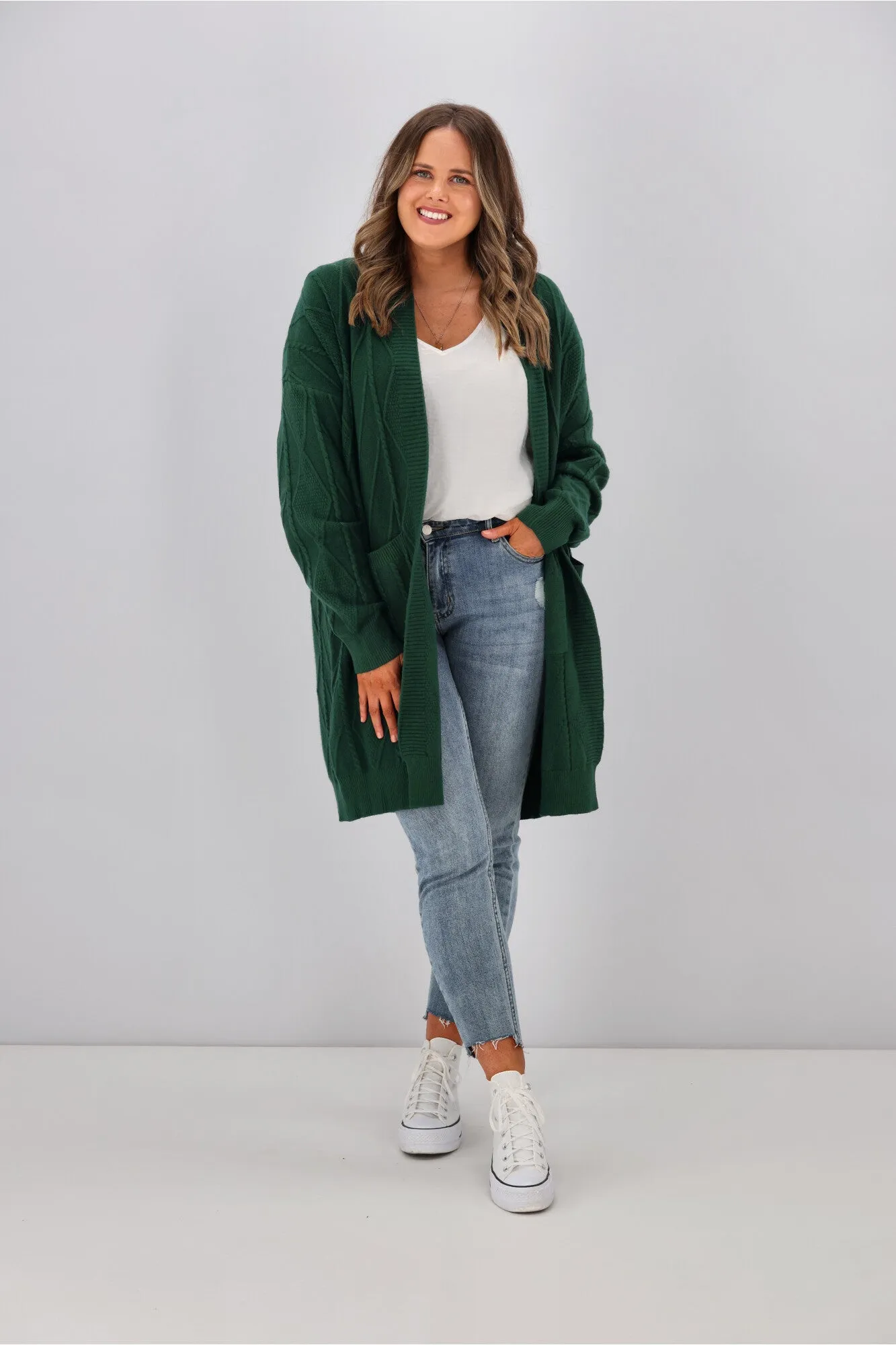 Shine On Label Alani Cardigan Forest Green sold by Shine On