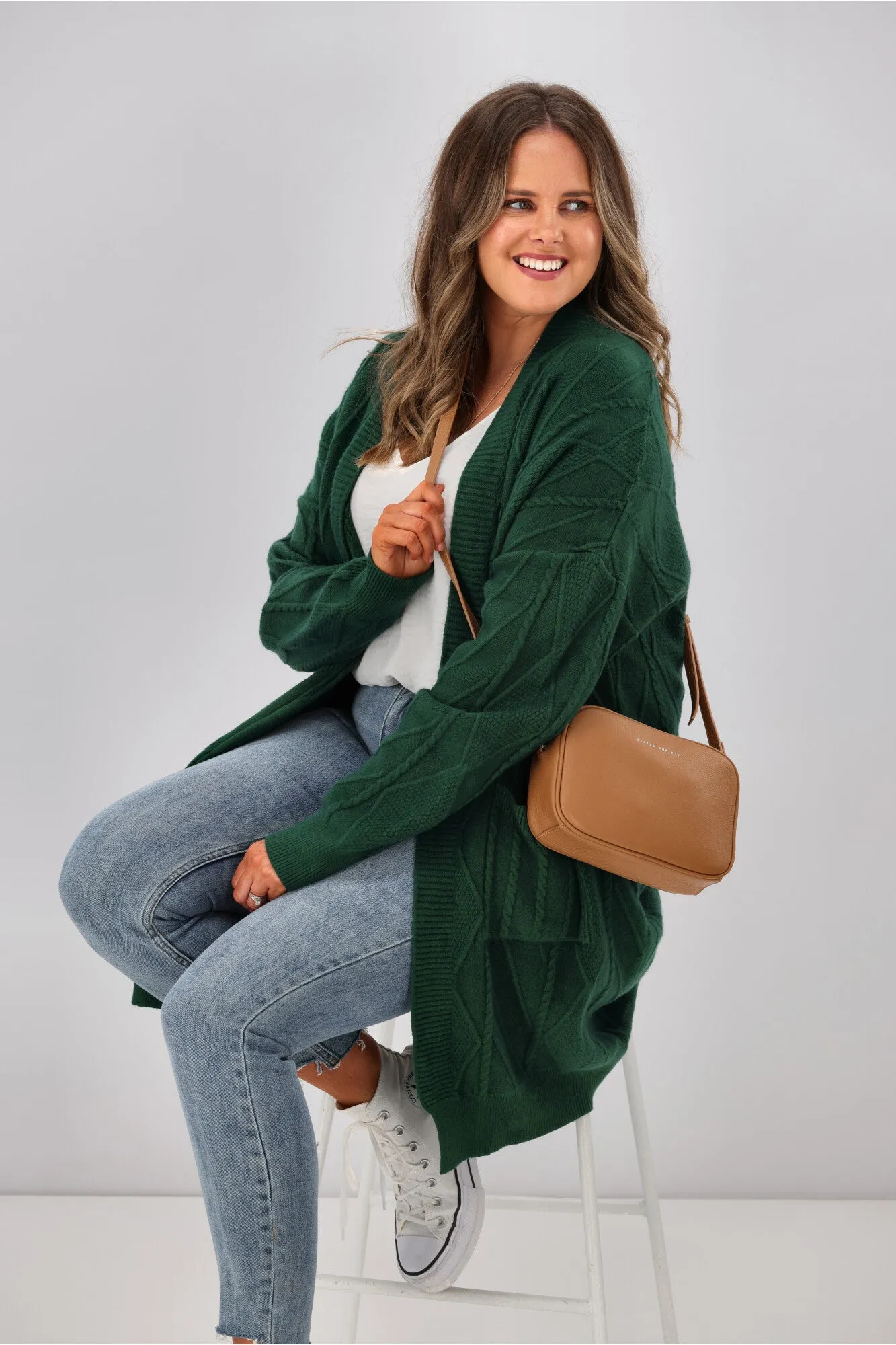 Shine On Label Alani Cardigan Forest Green sold by Shine On product image thumbnail 5