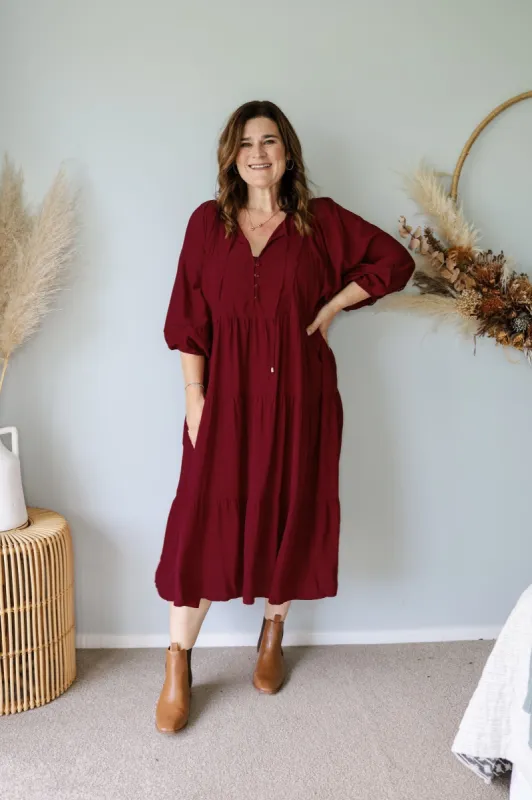 Sunday Boho Madison Dress Merlot sold by Shine On