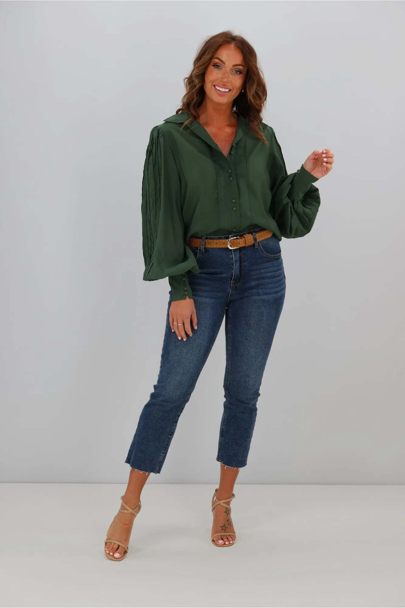 Gloss by Shine Kasey Pintuck Shirt Green sold by Shine On product image thumbnail 2