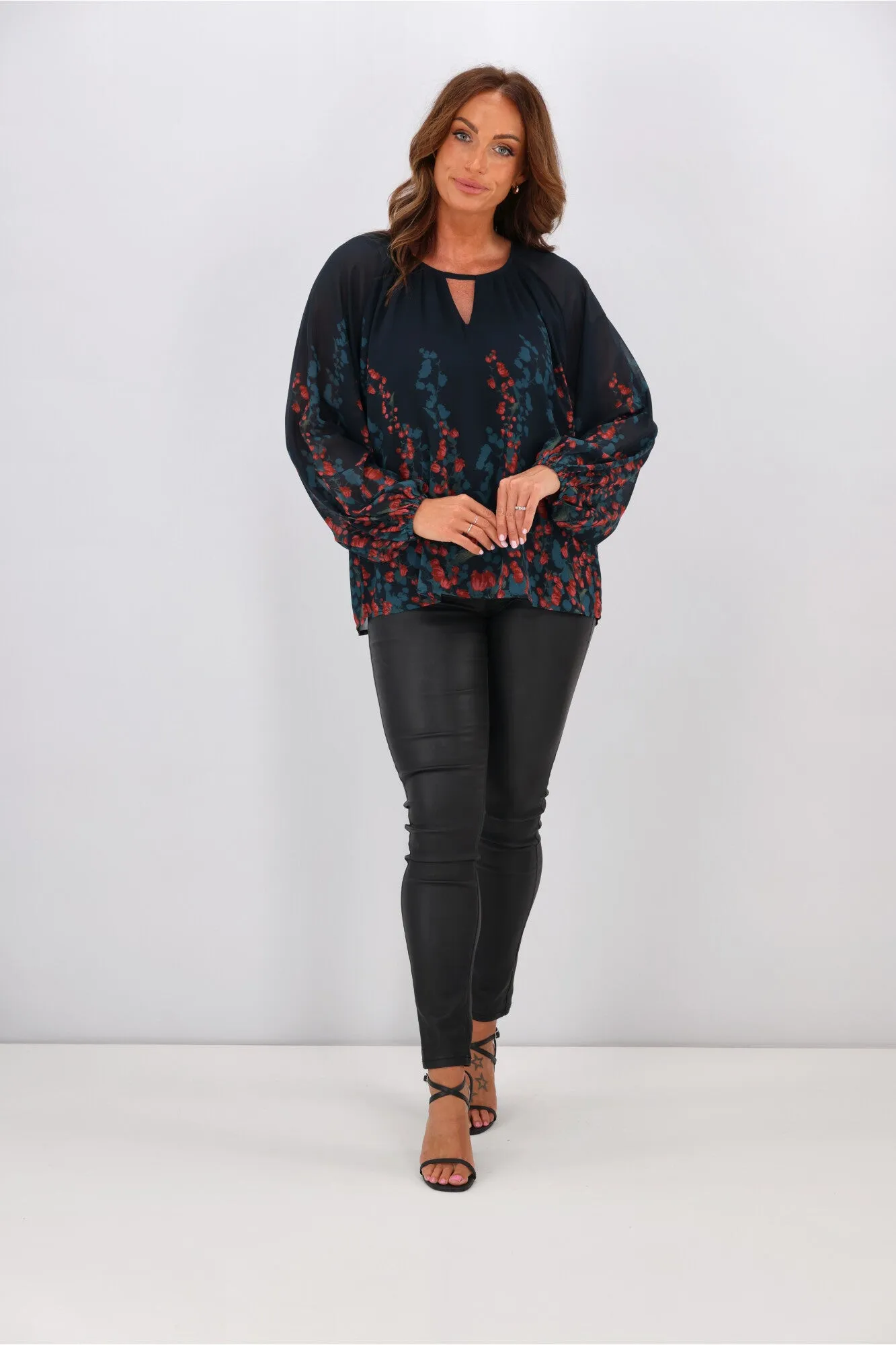 Gloss by Shine Orla Top Foxglove Print Petrol sold by Shine On product image thumbnail 4