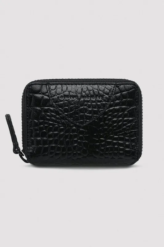 Status Anxiety Wayward Wallet Black Croc Emboss made by Shine On