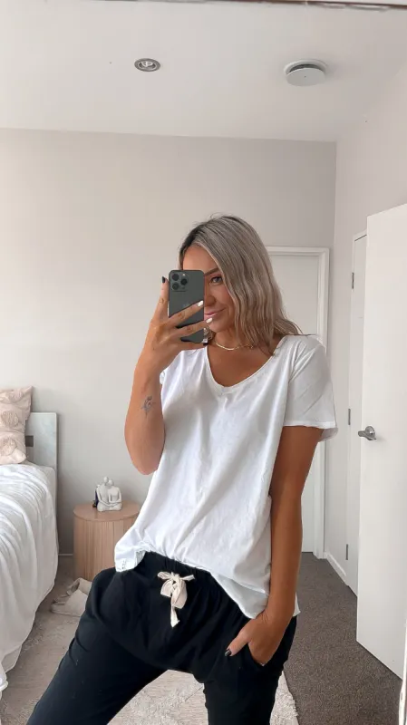 Elm Fundamental Vee Tee White sold by Shine On