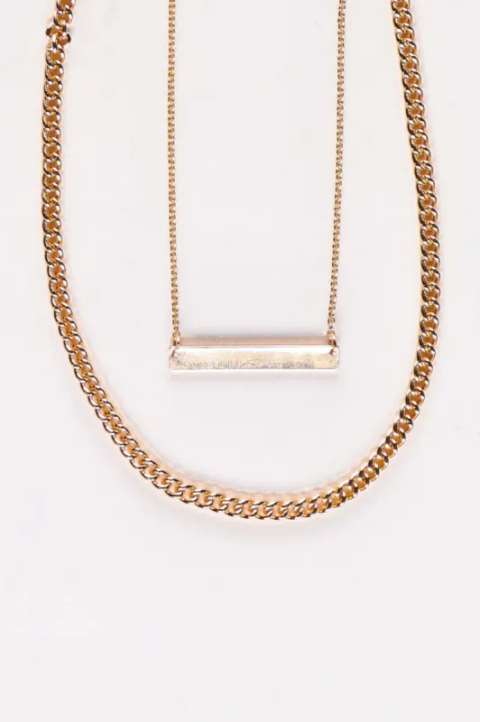 Shine On Label Bar Chain Necklace Gold sold by Shine On