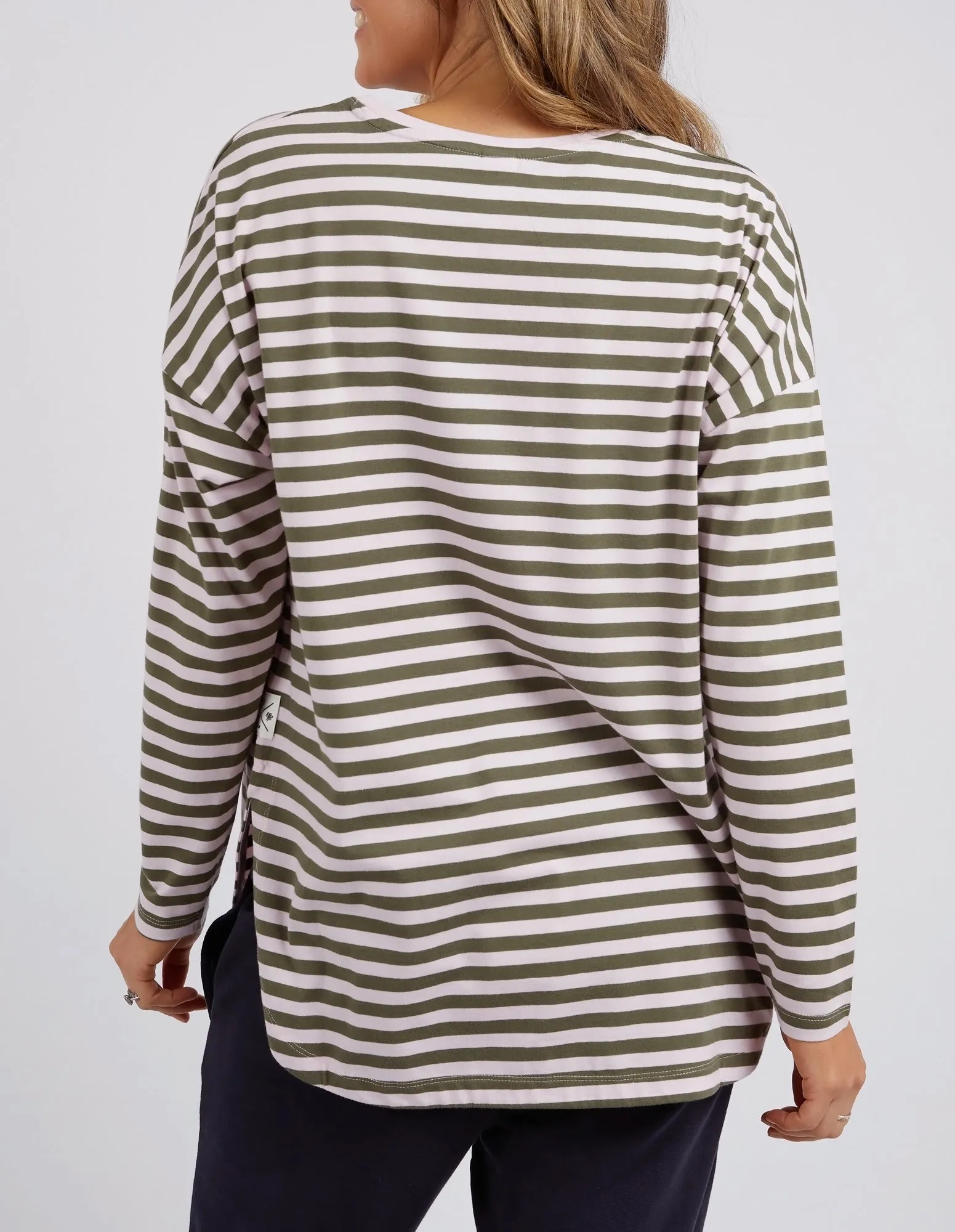 Elm Lauren L/S Stripe Tee Powder Pink Khaki Stripe sold by Shine On product image thumbnail 5