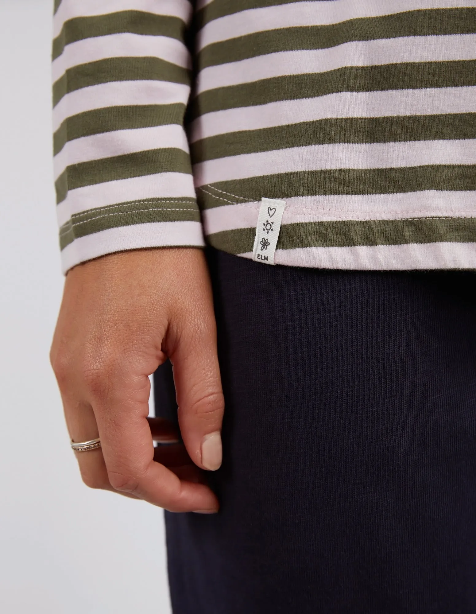 Elm Lauren L/S Stripe Tee Powder Pink Khaki Stripe sold by Shine On product image thumbnail 3