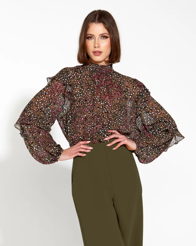 Fate Untamed Ruffle Blouse Animal sold by Shine On