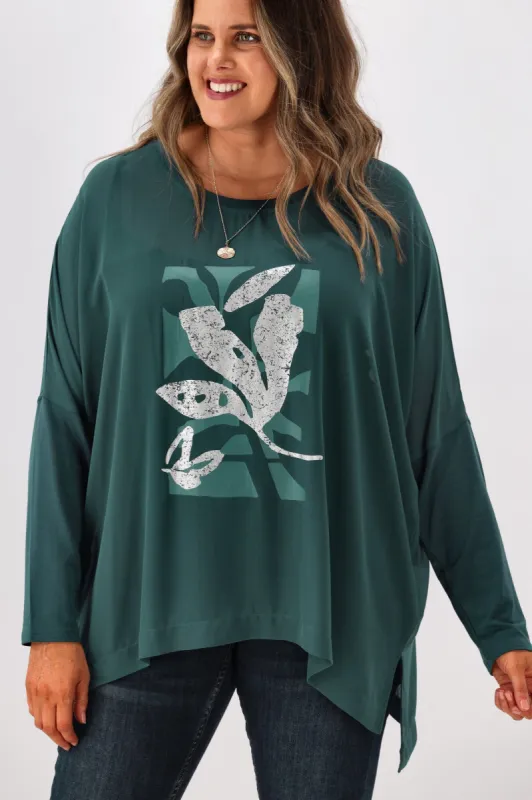 Shine On Label Kateri Foil Print Top Teal sold by Shine On