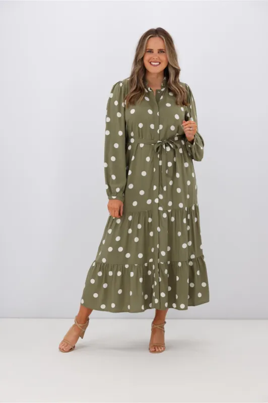 Stella + Gemma Joli Dress Olive Spot sold by Shine On
