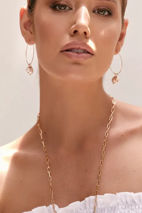 Adorne Double Pearl Drop Hoops Cream Silver sold by Shine On product image thumbnail 2