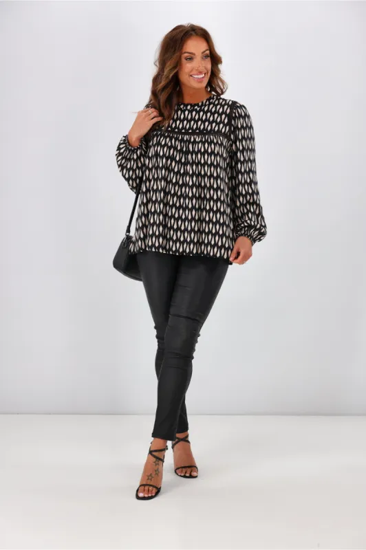 Gloss by Shine On Penelope Lace Border Blouse Geo Print sold by Shine On