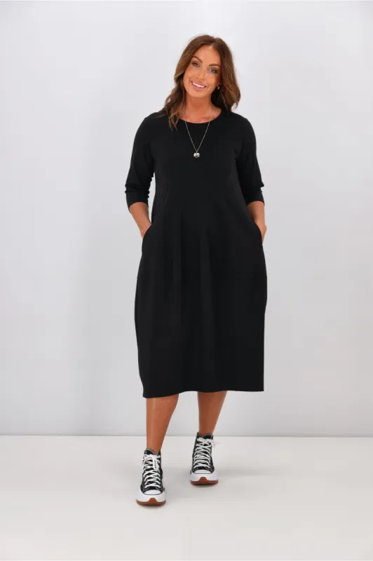 Tirelli Diagonal Seam Dress Black sold by Shine On