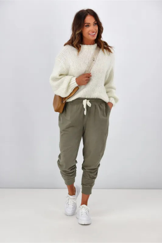 Elm Wash Out Lounge Pant Khaki sold by Shine On