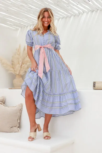 Joop & Gypsy Tania Stripe Dress Blue sold by Shine On