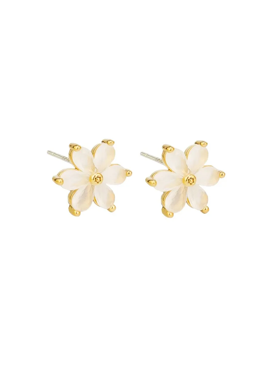Tiger Tree Petal Daisy Studs White sold by Shine On