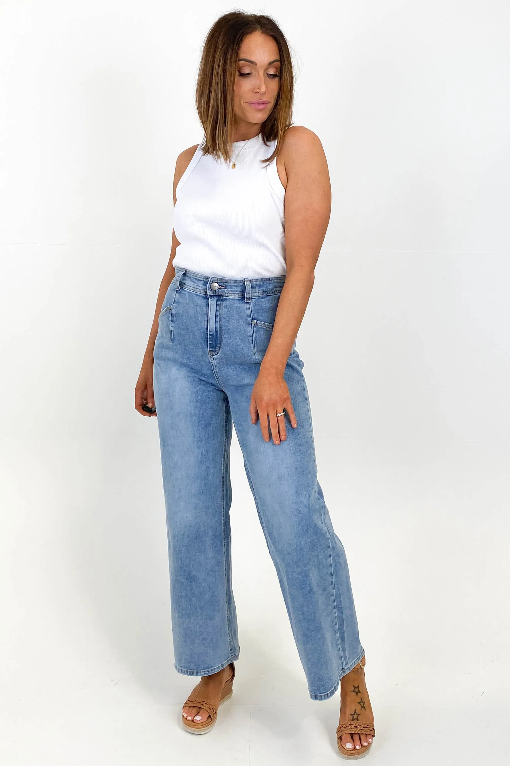 Wakee Maria Wide Leg Jean Blue sold by Shine On product image thumbnail 5