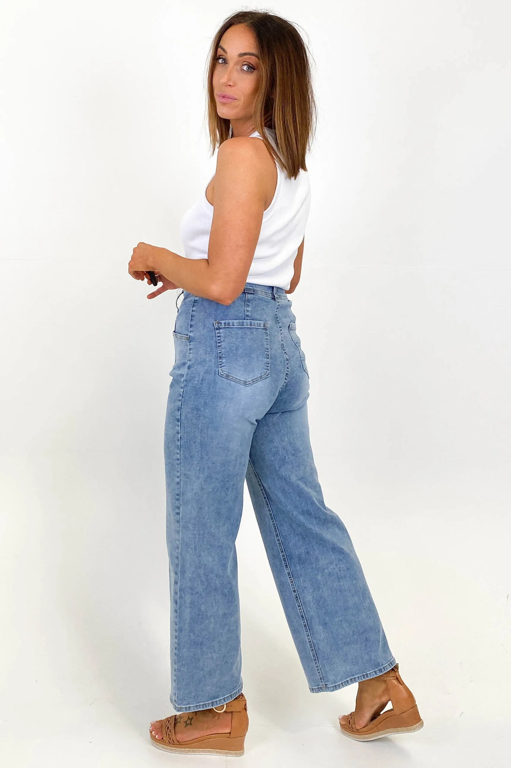 Wakee Maria Wide Leg Jean Blue sold by Shine On product image thumbnail 4