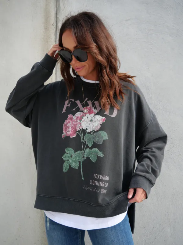 Foxwood Rosa Crew Washed Black sold by Shine On