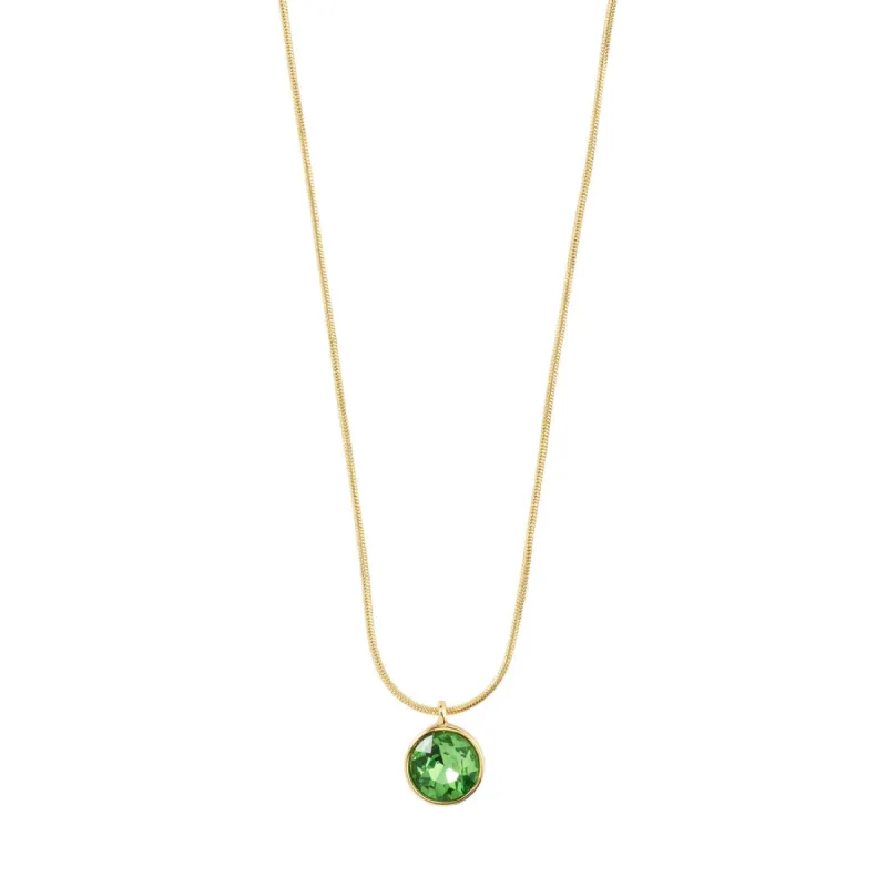 Pilgrim Callie Recycled Crystal Pendant Necklace - Gold Plated - Green sold by Shine On