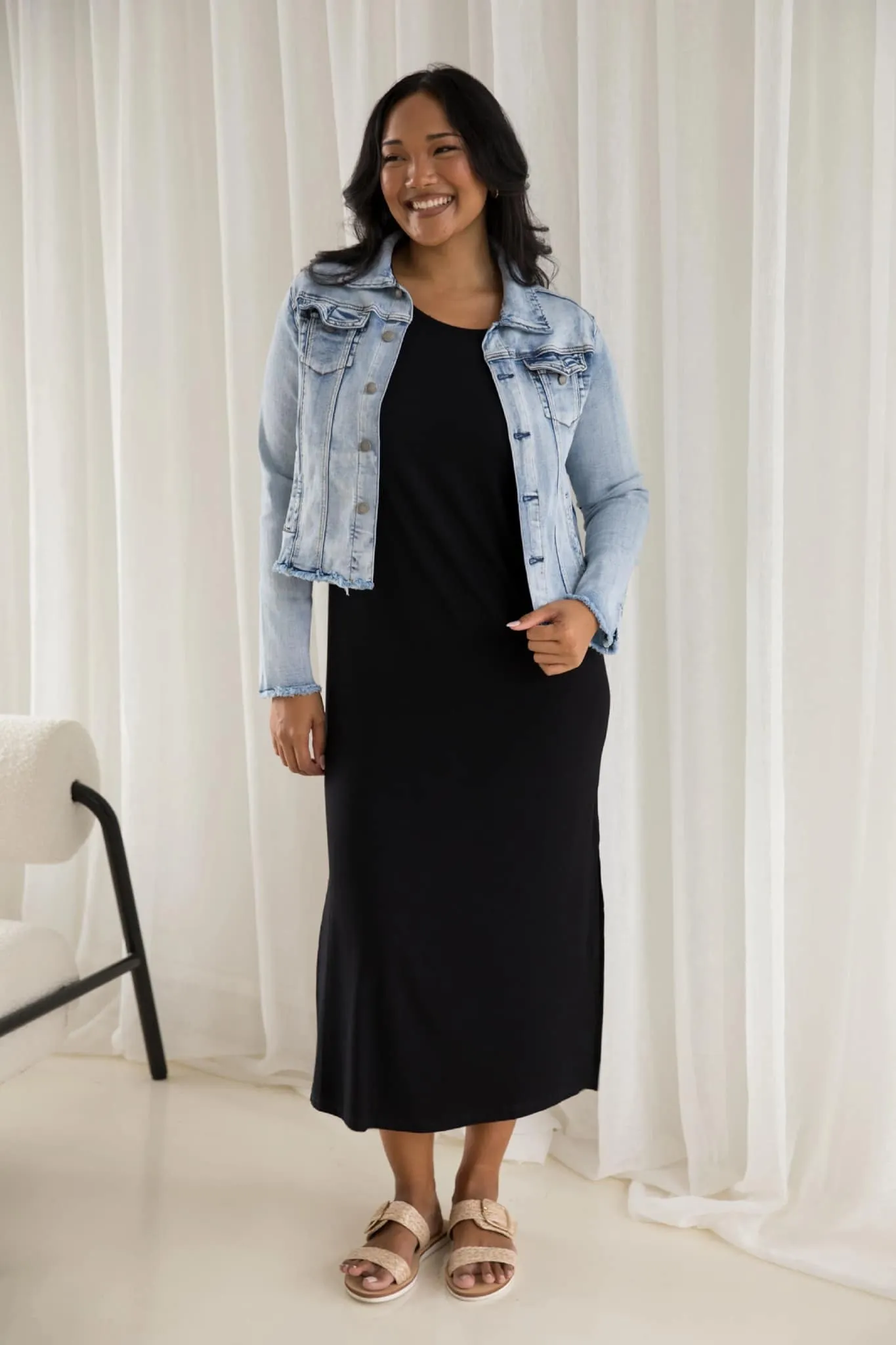 PQ Collection Frayed Hem Denim Jacket sold by Shine On