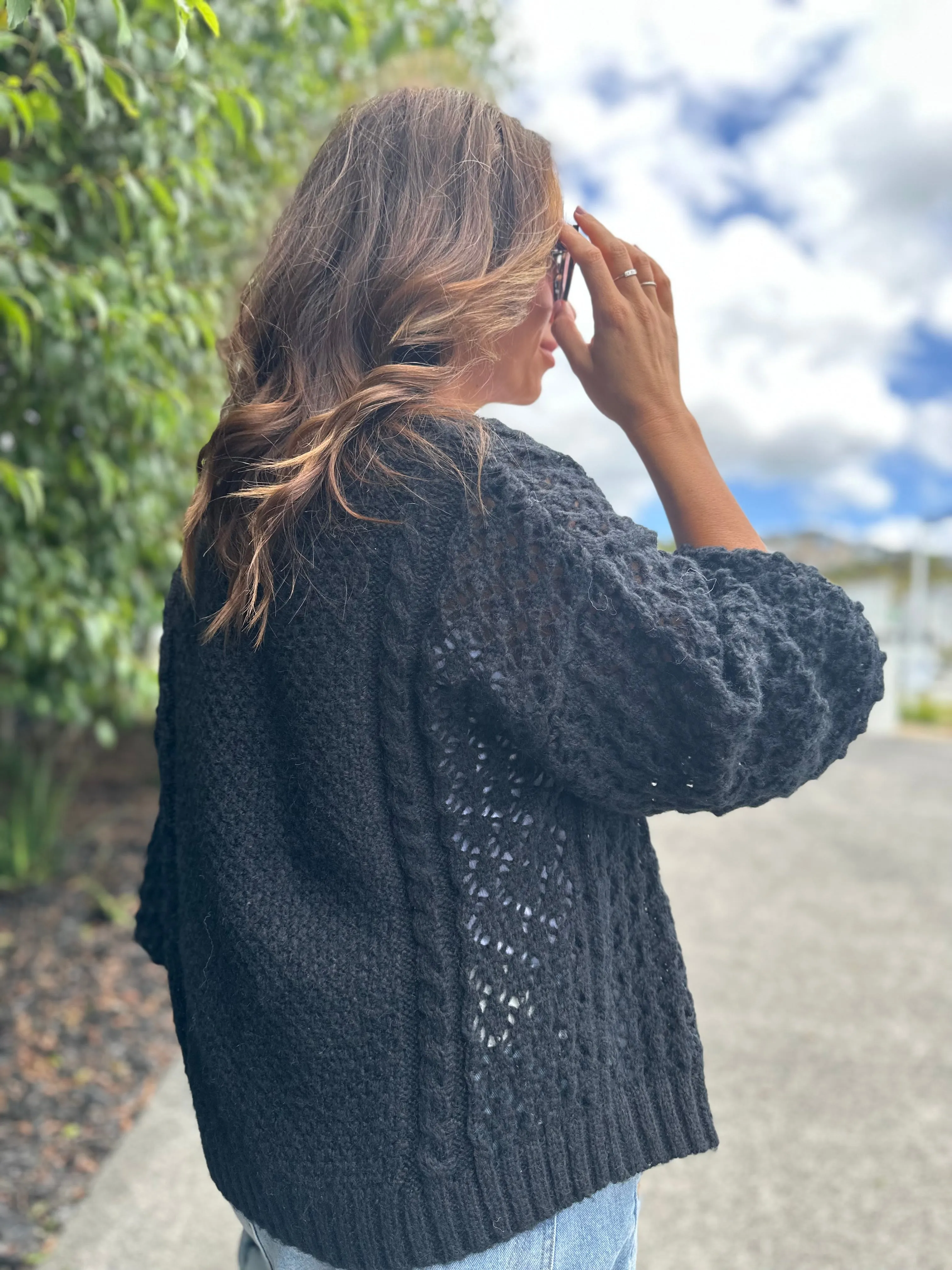 Shine On Label Minna Pointelle Cardigan Black sold by Shine On product image thumbnail 2