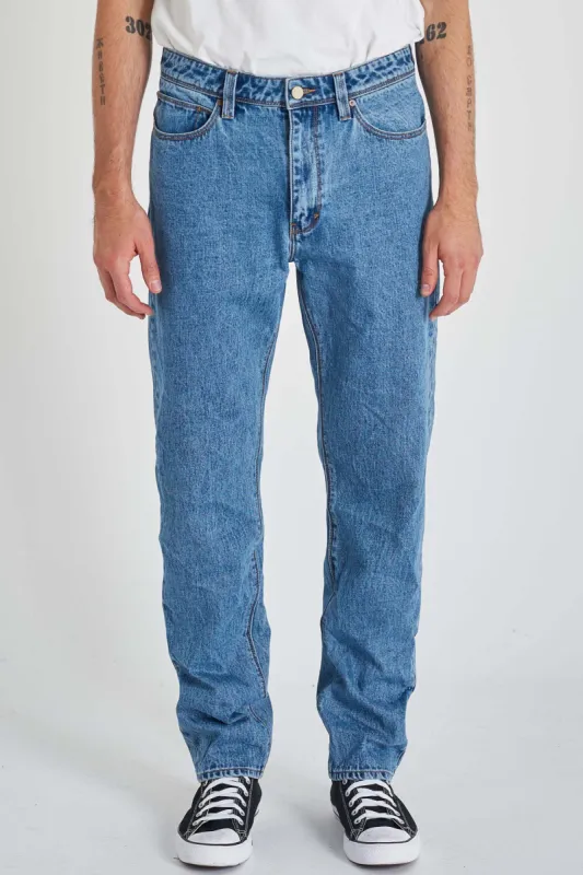 Abrand Mens A Straight Temper Blue Jean Mid Vintage Indigo sold by Shine On