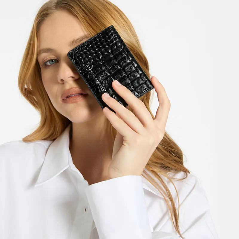 Status Anxiety Easy Does It Wallet Black Croc Emboss sold by Shine On