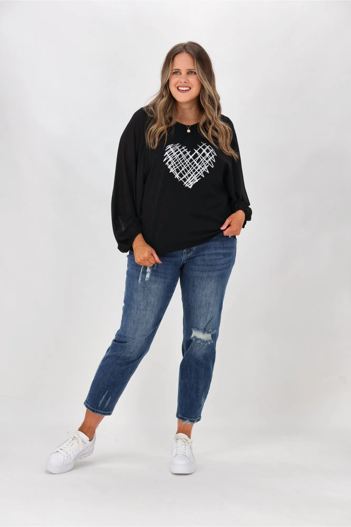 Shine On Label Tahlia Chiffon Sleeve Top Black sold by Shine On