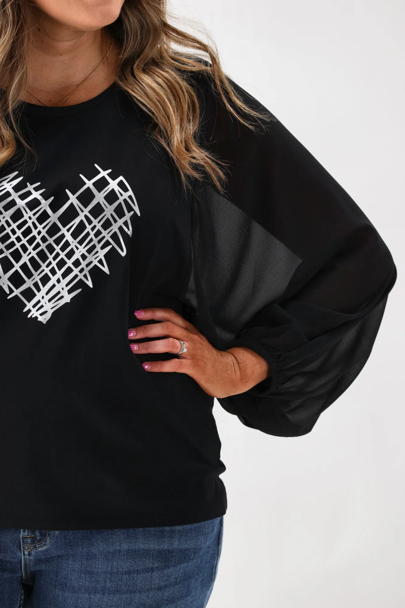 Shine On Label Tahlia Chiffon Sleeve Top Black sold by Shine On product image thumbnail 3