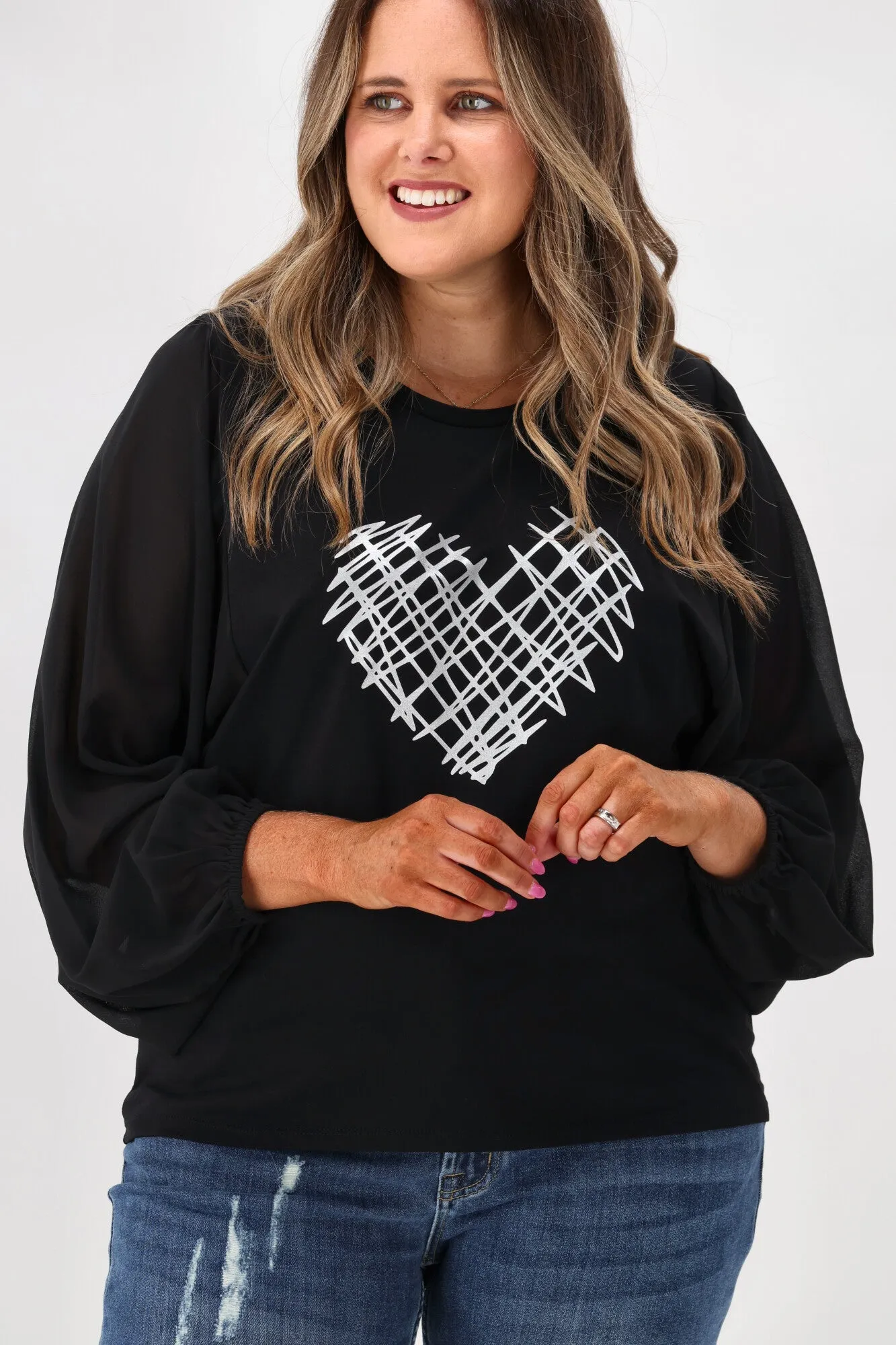 Shine On Label Tahlia Chiffon Sleeve Top Black sold by Shine On product image thumbnail 2