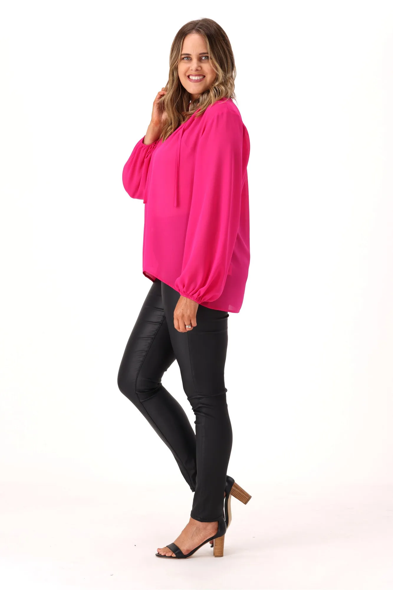 Gloss by Shine On Jessie Chiffon Blouse Fuchsia sold by Shine On product image thumbnail 5
