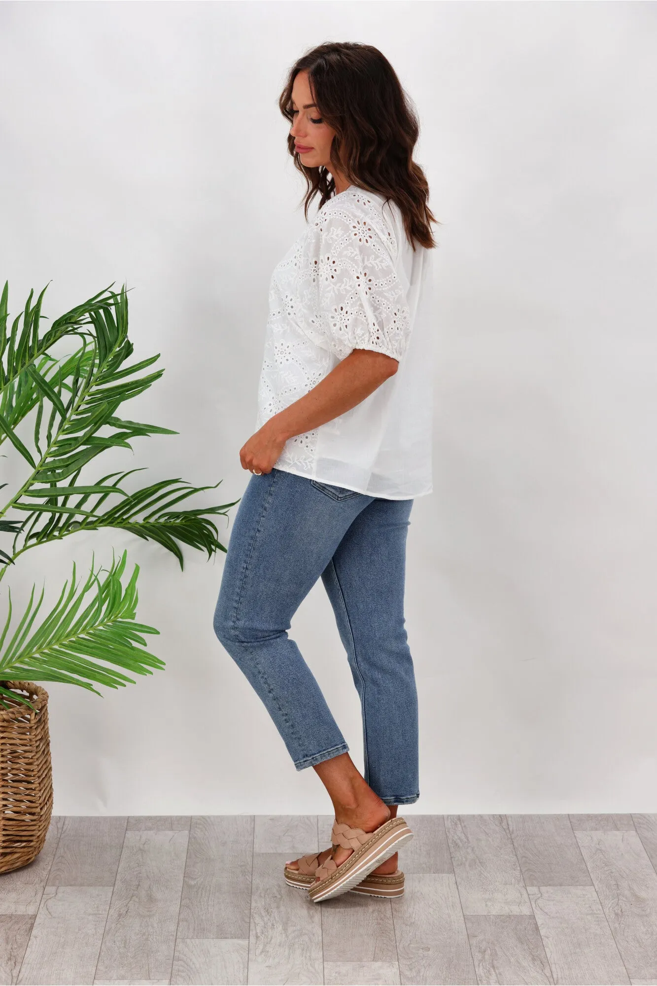 Shine On Label Primrose Broderie Front Top White sold by Shine On product image thumbnail 5