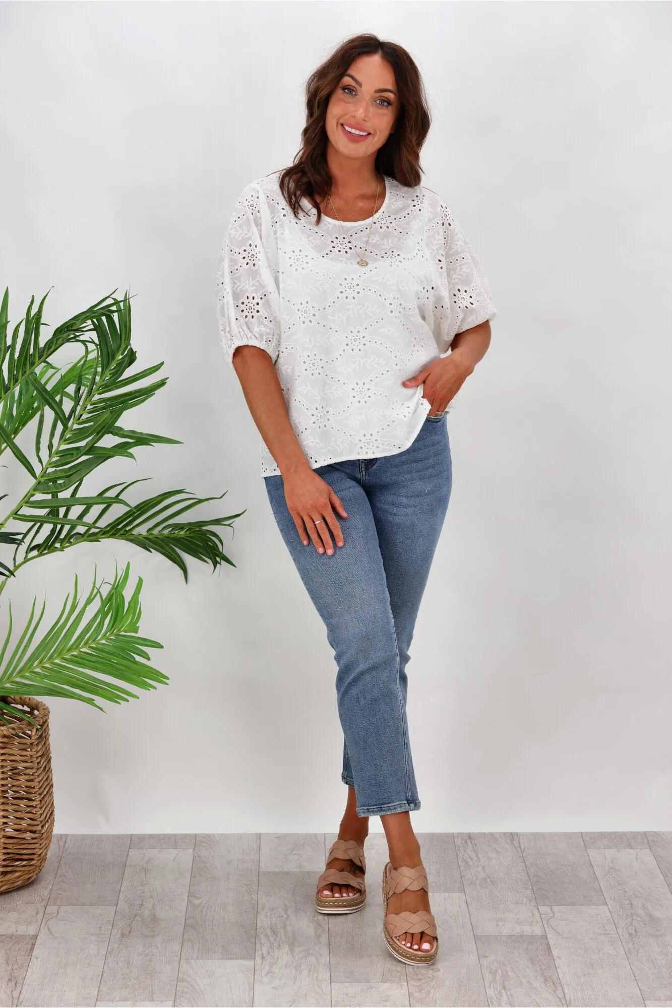 Shine On Label Primrose Broderie Front Top White sold by Shine On product image thumbnail 3