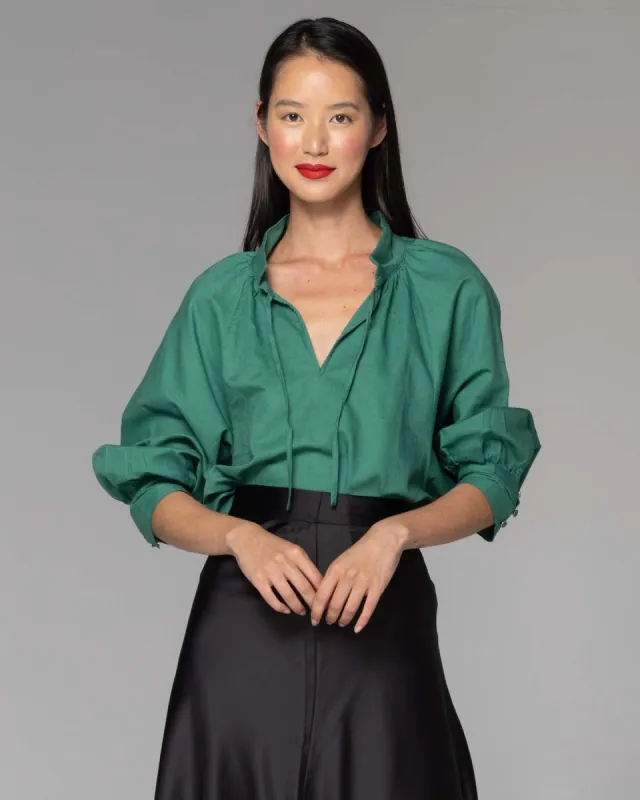 Fate Higher Ground Blouson Sleeve Top Jade Green sold by Shine On