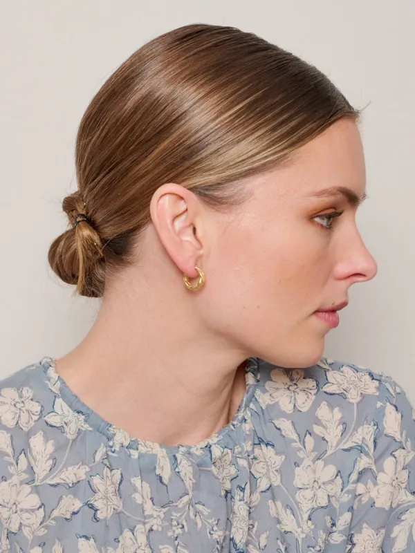 Tiger Tree Flat Twist Hoop Gold sold by Shine On