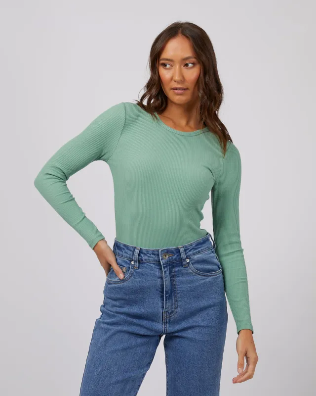 Silent Theory Rib Long Sleeve Sage sold by Shine On