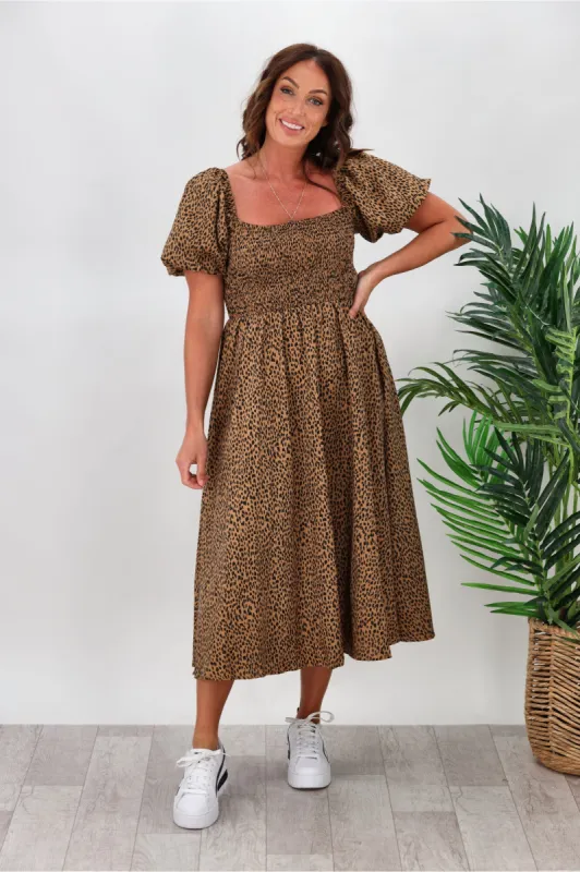 Miracle Lizzie Short Sleeve Dress Choc sold by Shine On