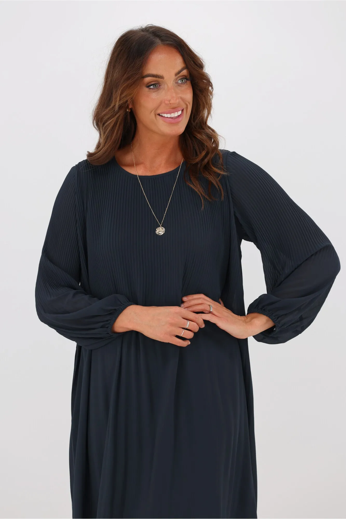 Gloss by Shine On Ashleigh Micro Pleat Dress Space Blue sold by Shine On product image thumbnail 2