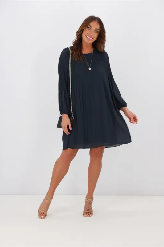 Gloss by Shine On Ashleigh Micro Pleat Dress Space Blue sold by Shine On