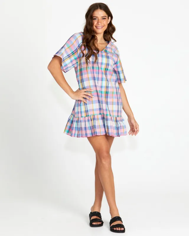 Sass Soleil Frill Hem Mini Dress Pastel Check sold by Shine On