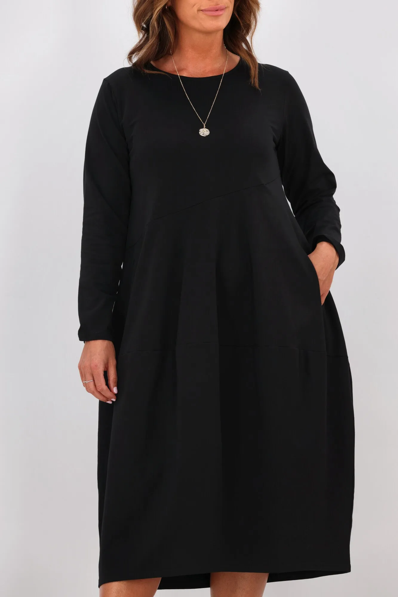 Tirelli L/S Diagonal Seam Dress Black sold by Shine On product image thumbnail 4
