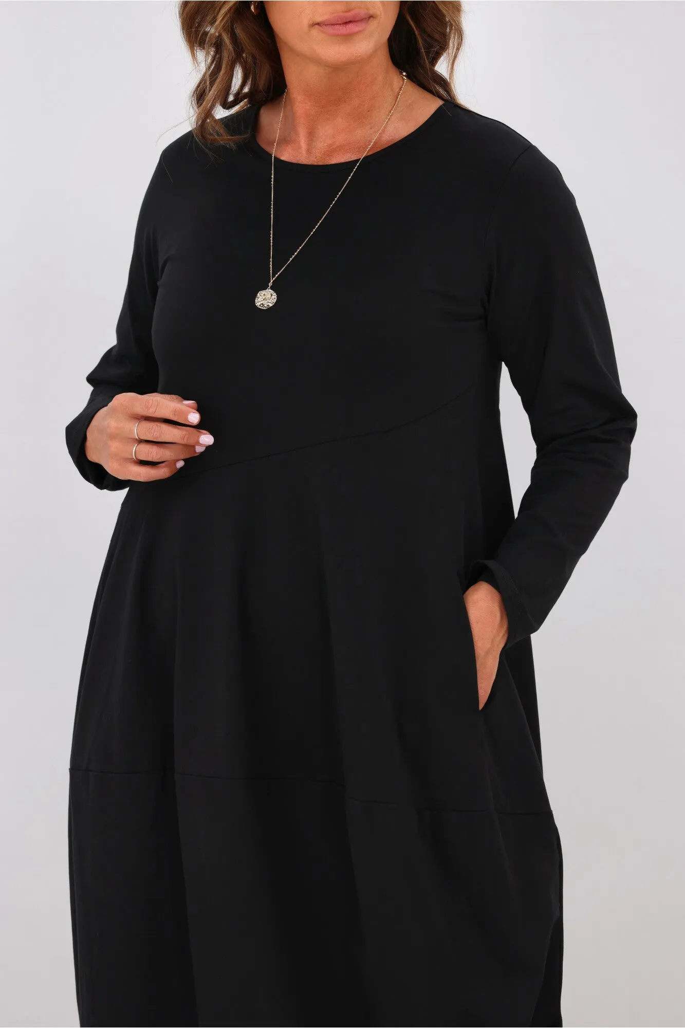 Tirelli L/S Diagonal Seam Dress Black sold by Shine On product image thumbnail 5