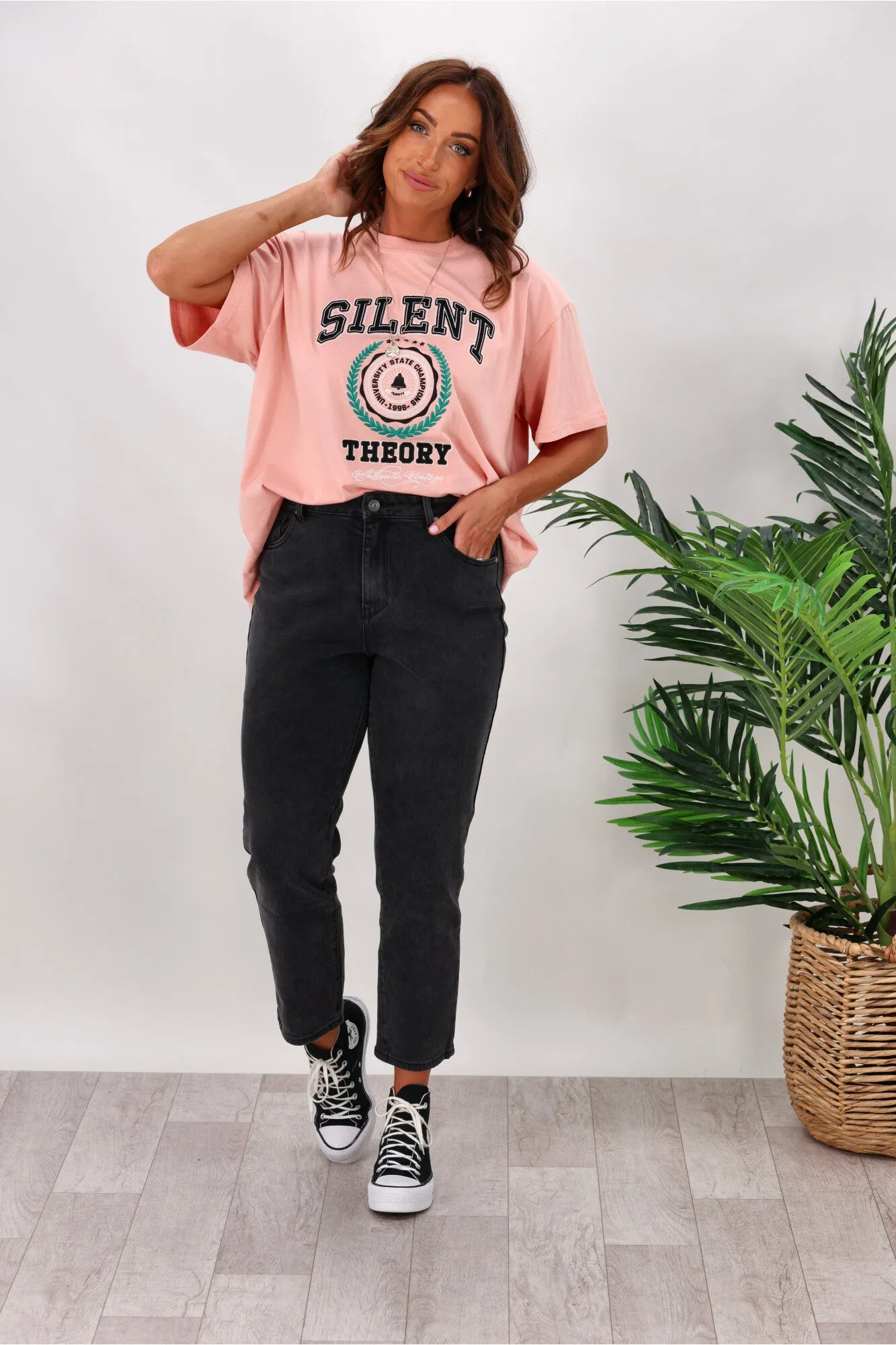 Silent Theory Monica Mom Jean Washed Black sold by Shine On