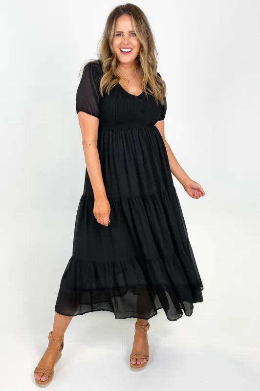 Leoni Phoenix Short Sleeve Dress Black sold by Shine On