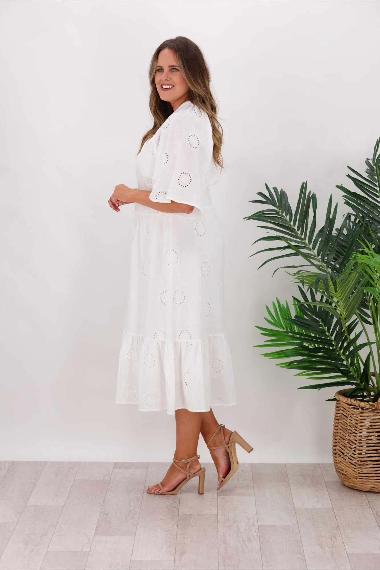 Betty Basics Broderie Dress White sold by Shine On product image thumbnail 4