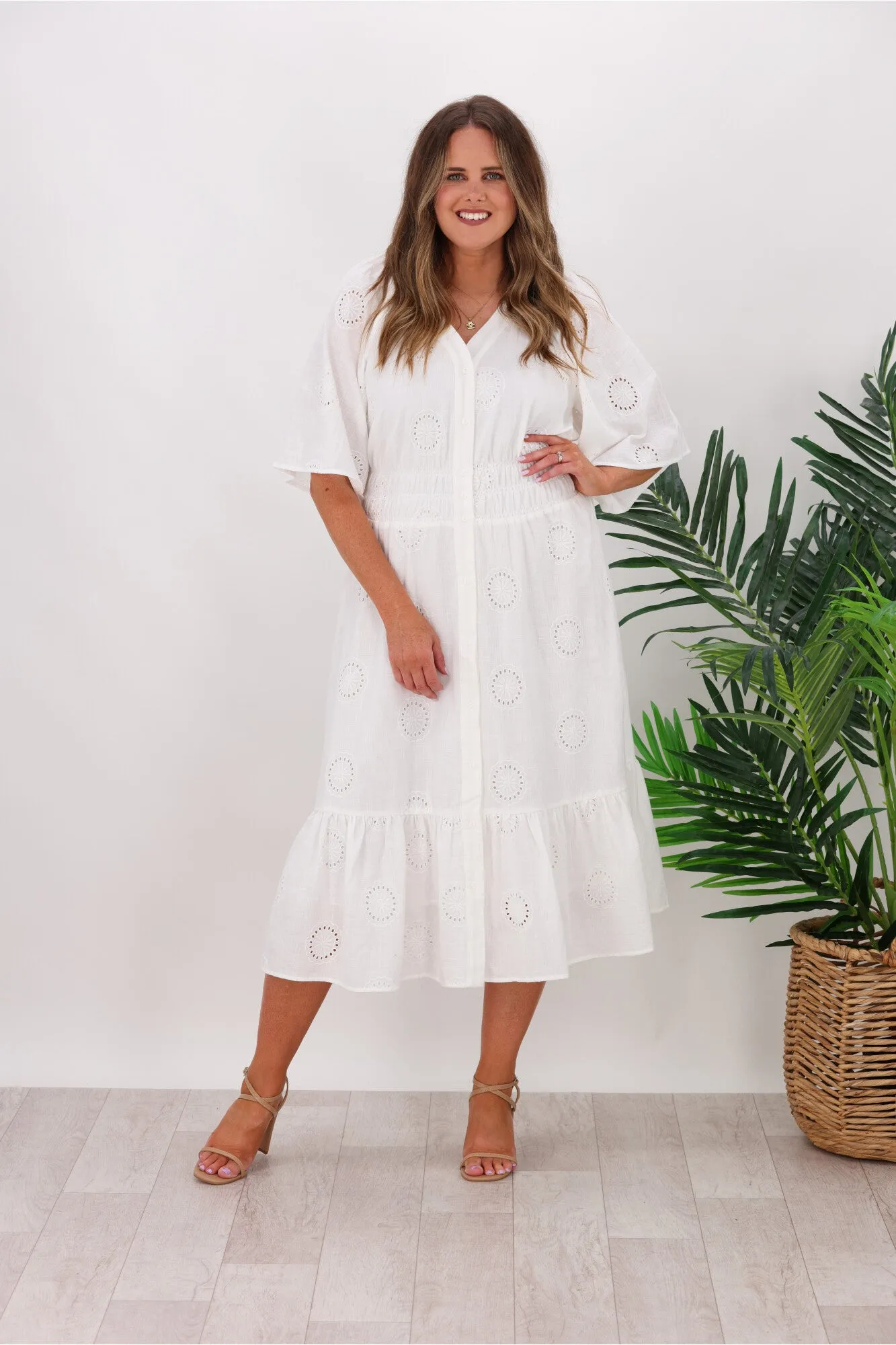 Betty Basics Broderie Dress White sold by Shine On product image thumbnail 2